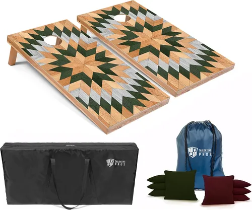 Vista 9 de Tailgating Pros Tablas de Cornhole livianas – Juego de cornhole de 4 x 2 pies con diseño moderno de madera con funda de transporte y juego de 8