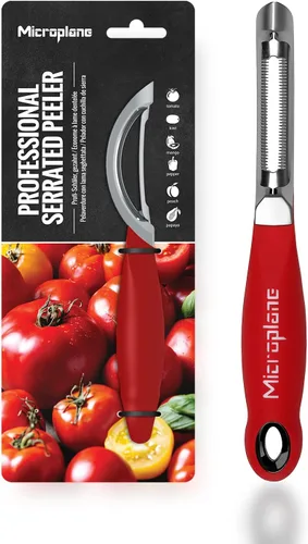 Microplane Pelador giratorio dentado profesional para tomate y kiwi, para uso a mano derecha e izquierda