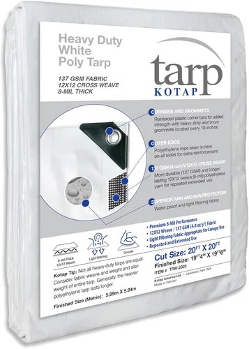 Vista 69 de Kotap TGS-0608 - Lona de polietileno reversible de 8 mil con protección UV, 6 pies X 8 pies, verde-plata