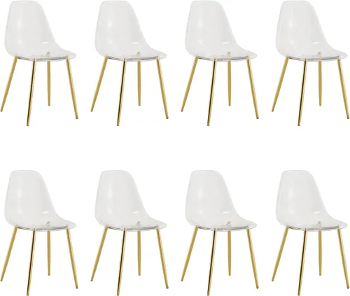 Vista 15 de Baysitone Juego de 4 sillas de comedor transparentes, sillas modernas de cocina con asiento transparente, sillas laterales de acento acrílico