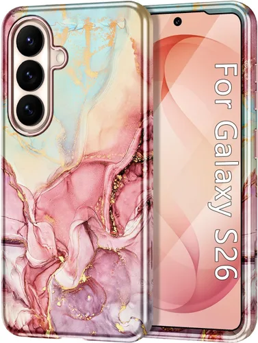 Vista 22 de Btscase para Samsung Galaxy S25, [Probado contra caídas de grado militar] Funda protectora de diseño de patrón de mármol, resistente, delgada