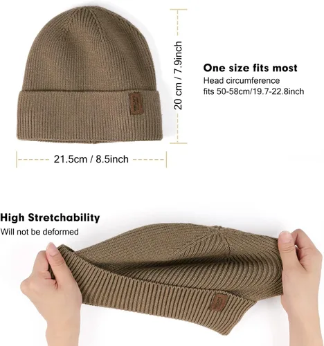 Vista 3 de Wmcaps Gorro de invierno para hombres y mujeres, gorro de punto suave y cálido con forro polar
