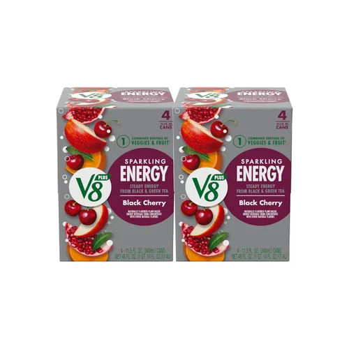 Vista 13 de V8 +ENERGY Bebida Energética de Cereza Negra, lata de 11.5 fl oz (paquete de 4)