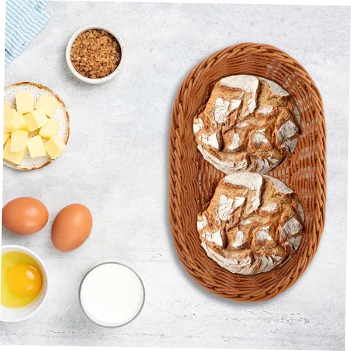 Vista 4 de TIDTALEO Cesta tejida Cesta cuadrada Cestas de alimentos de plástico Bandeja tejida Cesta de fruta de mimbre Cesta de huevos de Pascua Soporte