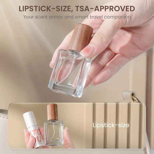 Vista 6 de Atomizador de Perfume Cryslora, Envase de Perfume de Vidrio, Botella de Viaje Recargable, Botella de Spray de Fragancia Portátil Vacía y a Prueba