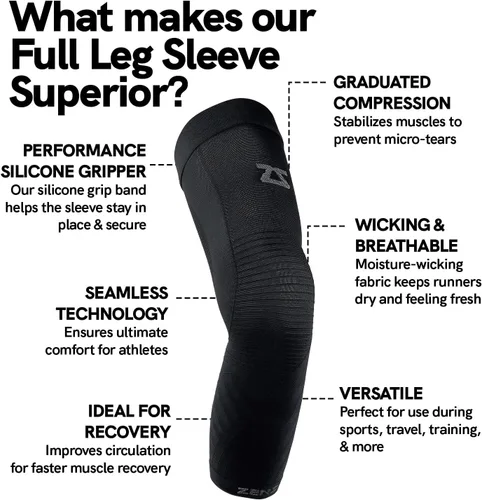 Vista 3 de Zensah Full Leg Compression Sleeve - Support for Thigh, Knee, Calf for Men, Women, Running, Basketball, Football