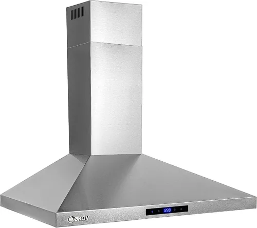 Vista 7 de AKDY Campana extractora de montaje en pared de 30 pulgadas, ventilador de 3 velocidades y luces LED en acero inoxidable, campana extractora