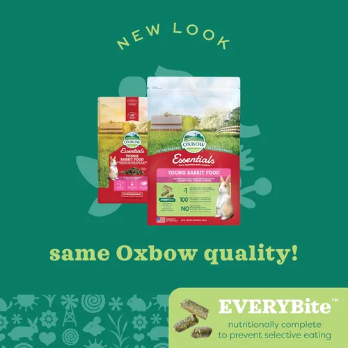 Vista 10 de Oxbow Essentials Alimento para Conejos, Conejo Joven, Hecho con Heno de Alfalfa Oxbow, Pellets de Alimento para Mascotas con Vitaminas y Minerales