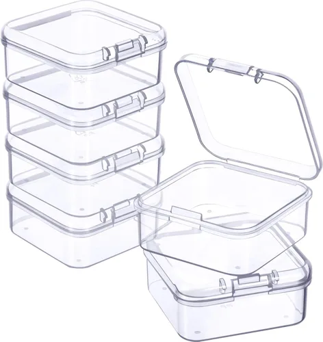 Vista 19 de 6 piezas de mini contenedores de almacenamiento de cuentas de plástico transparente para recolectar artículos pequeños, cuentas, joyas, tarjetas