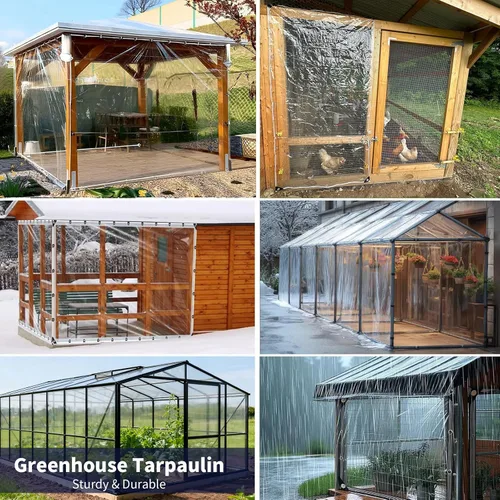 Vista 7 de Lona de Vinilo Transparente 3.3'x8.2' Lonas Transparentes Resistentes Impermeables 14 Mil de Grosor Lona Impermeable Transparente con Ojales