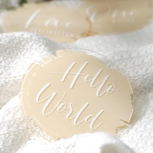 UNIQOOO 13 tarjetas mensuales de hitos para bebés de 4 pulgadas con estampado beige, discos de accesorios para fotos, letrero de crecimiento redondo