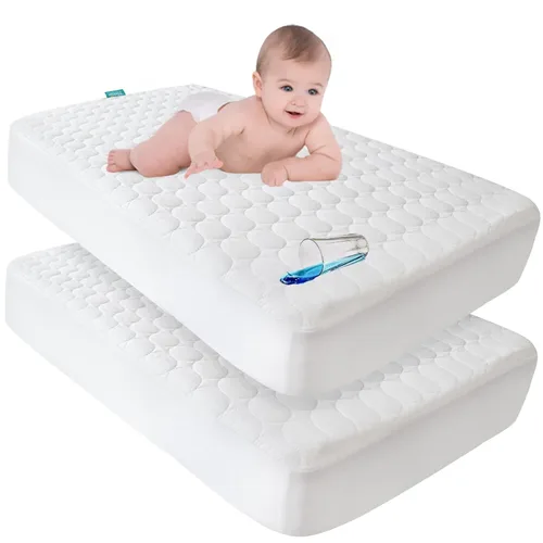 Vista 7 de Paquete de 2 fundas protectoras para colchón de cuna, impermeables, acolchadas, para colchón de cuna para colchón de cama de bebé pequeño