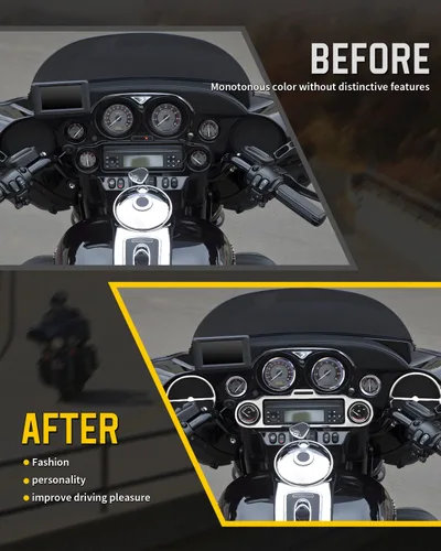 Vista 2 de Anillo de ajuste de altavoz estéreo Accent, 9 piezas, compatible con Harley Davidson 1996-2013 Electra Glide Street Glide Trike Glide