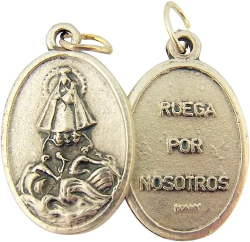 Catholic Patron Saint Medals Base en tono plateado, 1 pulgada, juego de 2