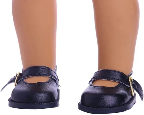 Vista 4 de Zapatos de muñeca de 18 pulgadas, 1 par de zapatos de cuero, accesorios de decoración de muñecas de moda, se adapta a muñecas americanas de 18