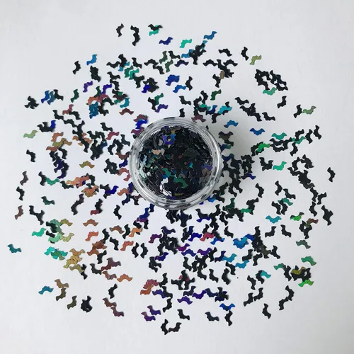 LB1000 LB1000 - 0.35 oz/paquete - 0.197 in negro forma de murciélago lentejuelas purpurina Halloween festival rave belleza maquillaje cara cuerpo