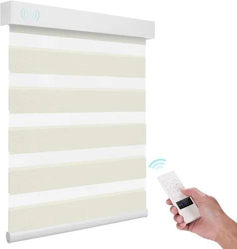 Vista 28 de ACMEART Persianas motorizadas de cebra con control remoto, persianas automáticas de doble capa, persianas eléctricas de filtrado de luz
