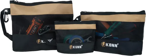Vista 13 de KUNN Tool Bag Zipper Pouch 3 Pack - Heavy Duty Utility Tool Storage Organizer with Carabiner for DIY,Electrician,Accessories and Travel