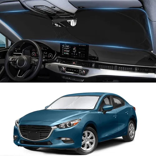 Vista 39 de Parasol plegable para parabrisas, protector reflectante para ventana frontal 210T, bloquea los rayos ultravioleta, accesorios para automóvil, XXL