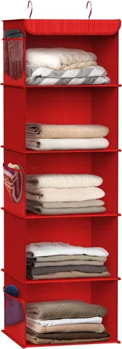 Vista 12 de Simple Houseware Organizador de armario colgante de 5 estantes, color negro