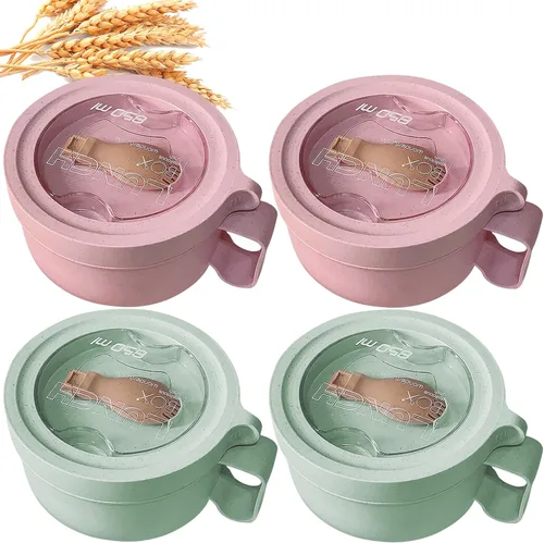 Vista 8 de Tazas para sopa de microondas con tapas, tazón de ramen para microondas de 28.7oz con tapa, diseño mejorado de agarre fácil para llevar contigo