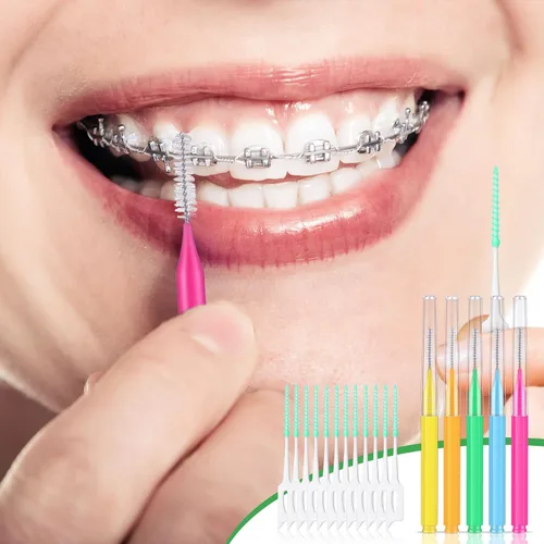 Vista 3 de Zopeal 250 piezas de cepillo interdental para aparatos ortopédicos desechables, hilo dental, palillo de dientes, dientes dentales, cabezal de hilo