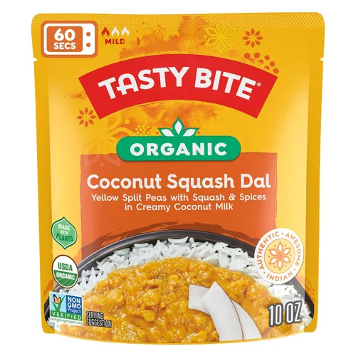 Vista 3 de Tasty Bite - Dal de calabaza y coco orgánico, 10 onzas, paquete de 6, listo para comer, platillo para microondas, vegano