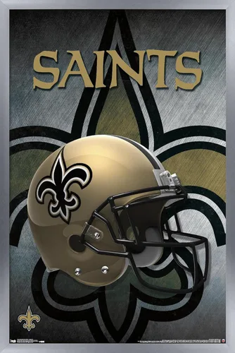 Vista 10 de Trends International NFL New Orleans Saints - Póster de pared con casco 16, 14.725 x 22.375 pulgadas, versión enmarcada de madera de granero