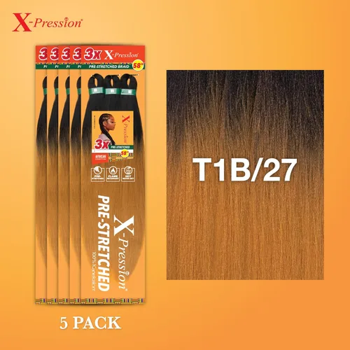 Vista 228 de Sensationnel X-Pression - Trenzas prestiradas, 3 unidades, 58 pulgadas, paquete de 1 unidad, 1B