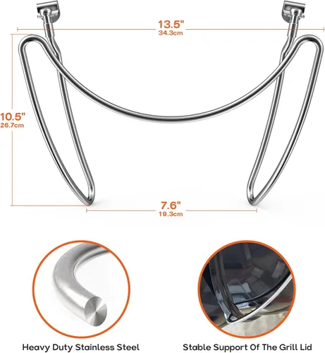 Vista 2 de onlyfire Soporte de tapa de acero inoxidable Slide-a-Side para parrillas de carbón de 18”/22”/26