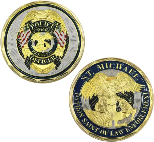 Moneda de desafío de oficiales de policía de San Miguel, patrón de las monedas de oración de la aplicación de la ley