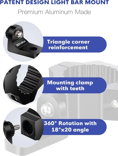 Vista 4 de ZIDIYORUO Soportes de luz 360 para UTV – Barras antivuelco de 1.75"-2", soportes de aleación de aluminio para montaje de luces LED antiniebla