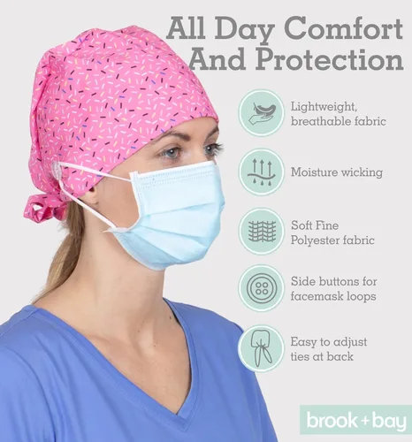 Vista 2 de Gorras quirúrgicas para mujeres y hombres - Gorras de cirujano - Gorras quirúrgicas con botones, gorro quirúrgico - Gorro de cirujano - Gorras