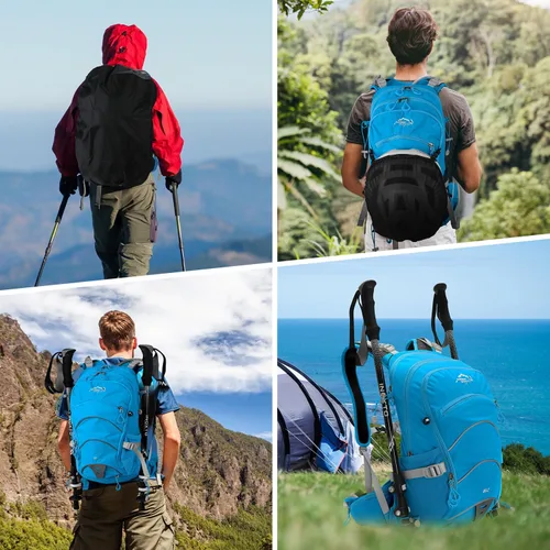 Vista 7 de IX INOXTO Mochila de hidratación de 20 L, mochila impermeable para senderismo, con bolsa de agua de hidratación de 2 litros y cubierta de lluvia