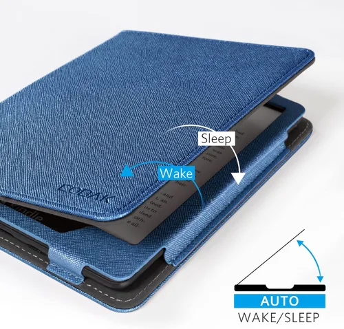 Vista 7 de CoBak - Funda para Ereader de piel sintética duradera con función de apagado y encendido automático, ranura para tarjetas y correa para la mano - Se