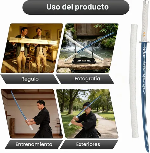 Vista 7 de Espada Katana japonesa hecha a mano, espada samurái de acero al carbono sin afilar con vaina, espada de espiga completa para colección, exhibición