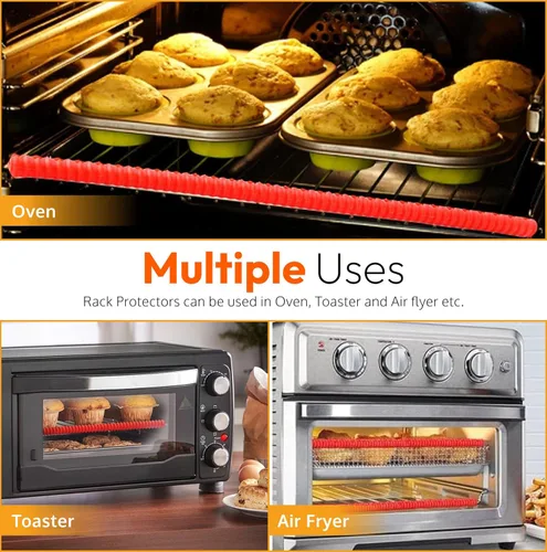 Vista 8 de Protección para estantes de horno de silicona - Protector de estante resistente al calor para estufa, protector lateral de calor para la parrilla