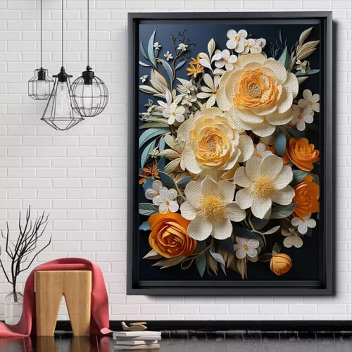 Vista 5 de Harvest print Textured Wall Art Square Canvas Art Vibrant Orange Fruit print Living Room Wall Decor Nature Inspired Wall Decor