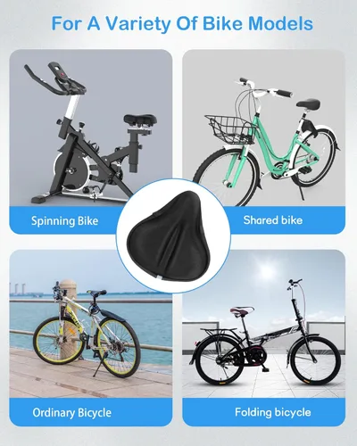 Vista 4 de CUNCUI Cojín de Asiento de Bicicleta, Cubiertas de Asientos de Gel, Cubiertas de Bicicleta, Cojín de Asiento de Bicicleta para Mujeres y Hombres