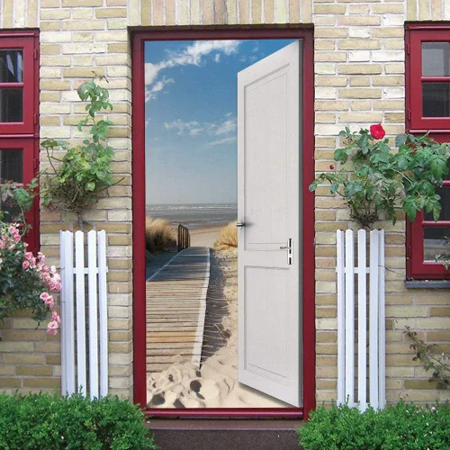Vista 80 de 3D Pegatina de pared adhesiva para puerta - Poster de película de escaleras antiguas Premium PVC impermeable para pared de dormitorio y sala