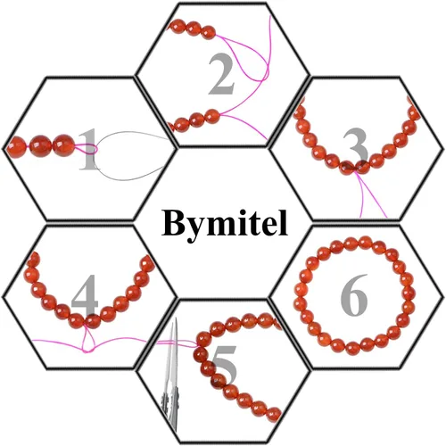 Vista 5 de Bymitel - 210 cuentas de cristal natural, piedras preciosas redondas energéticas y curativas sueltas con cordón elástico para hacer joyas, pulseras