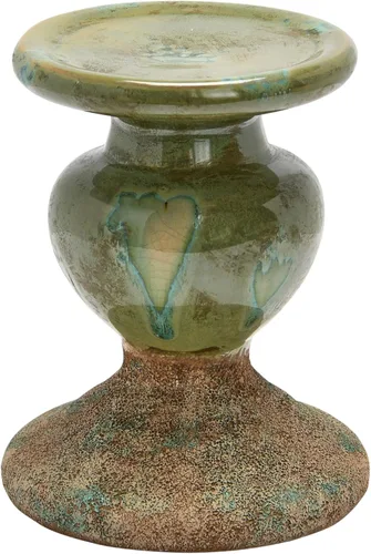 Vista 10 de Creative Co-Op Portavelas de pilar de terracota escultural de 2 tonos, negro envejecido