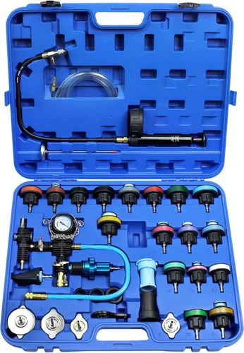 JoyFans Probador de presión de radiador y sistema de refrigeración, herramienta neumática de recarga de refrigerante al vacío, kit automotriz de 33