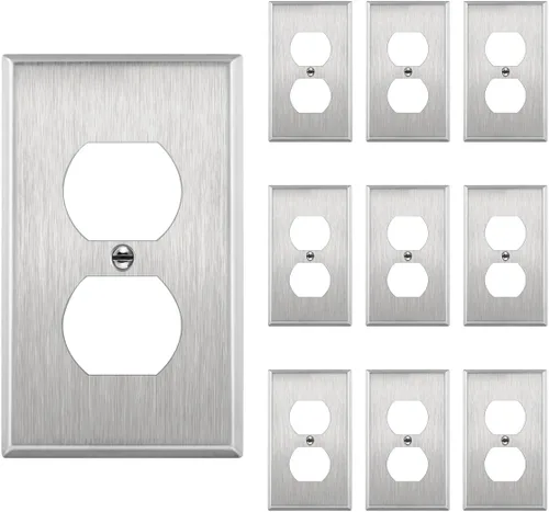 Vista 16 de ENERLITES Placa de pared de metal para tomacorriente receptáculo dúplex, cubierta de salida de acero inoxidable, resistente a la corrosión