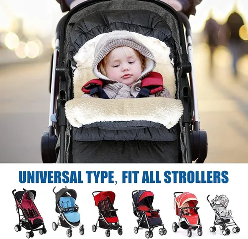 Vista 7 de Manta Universal Impermeable y Gruesa para Cochecito de Bebés, Saco de Dormir para Cochecito de Niños Pequeños y Saco de Pies y Banderines y Cubierta