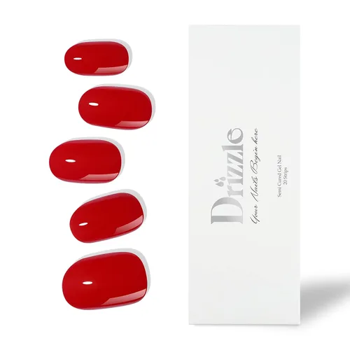 Vista 10 de Drizzle Tiras de uñas de gel semicuradas, calcomanías artísticas de esmalte de uñas reales (requiere luz UV/LED), brillante, color sólido, envoltura