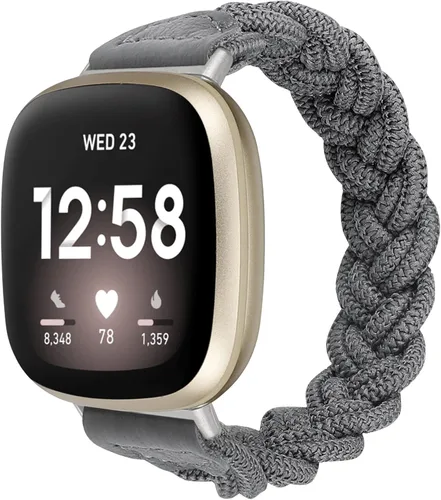 Vista 9 de Wearlizer Banda elástica compatible con Fitbit Sense/Versa 3/Sense 2/Versa 4 para mujer, correa trenzada delgada Solo Loop, accesorio de pulsera
