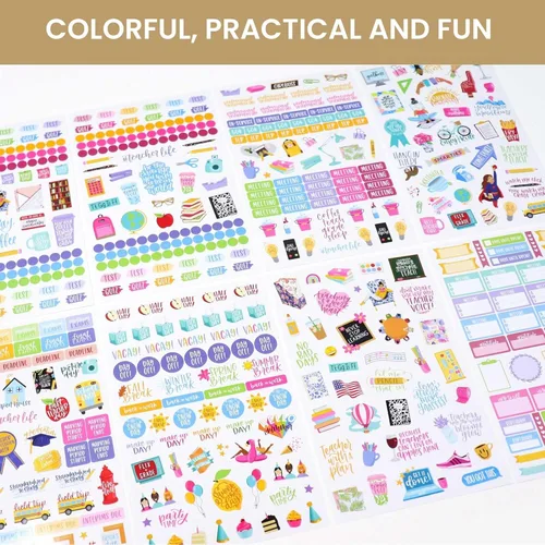 Vista 5 de bloom daily planners Paquete de calcomanías para planificador de profesores, calcomanías de planificación temática escolar para profesores