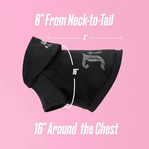 Vista 4 de Juicy Couture Bling - Sudadera con capucha de terciopelo para mascotas, color negro, XS/S (2-7 libras), sudaderas con capucha para mascotas