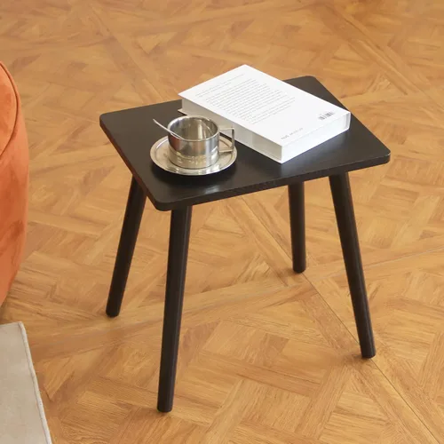 Vista 6 de AWASEN Mesa auxiliar, pequeña mesa auxiliar negra para sala de estar, dormitorio, oficina, espacios pequeños, mesa auxiliar moderna con madera Negro
